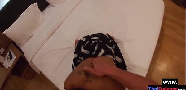  Thai babe swallows guys white hard cock and enjoyed pussy fucking by him